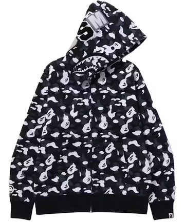 A Bathing Ape / Bape x DSM Black Camo Shark Full Zip Hoodie