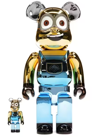 Medicom Toy Bearbrick Dave Gold Chrome 100% + 400%