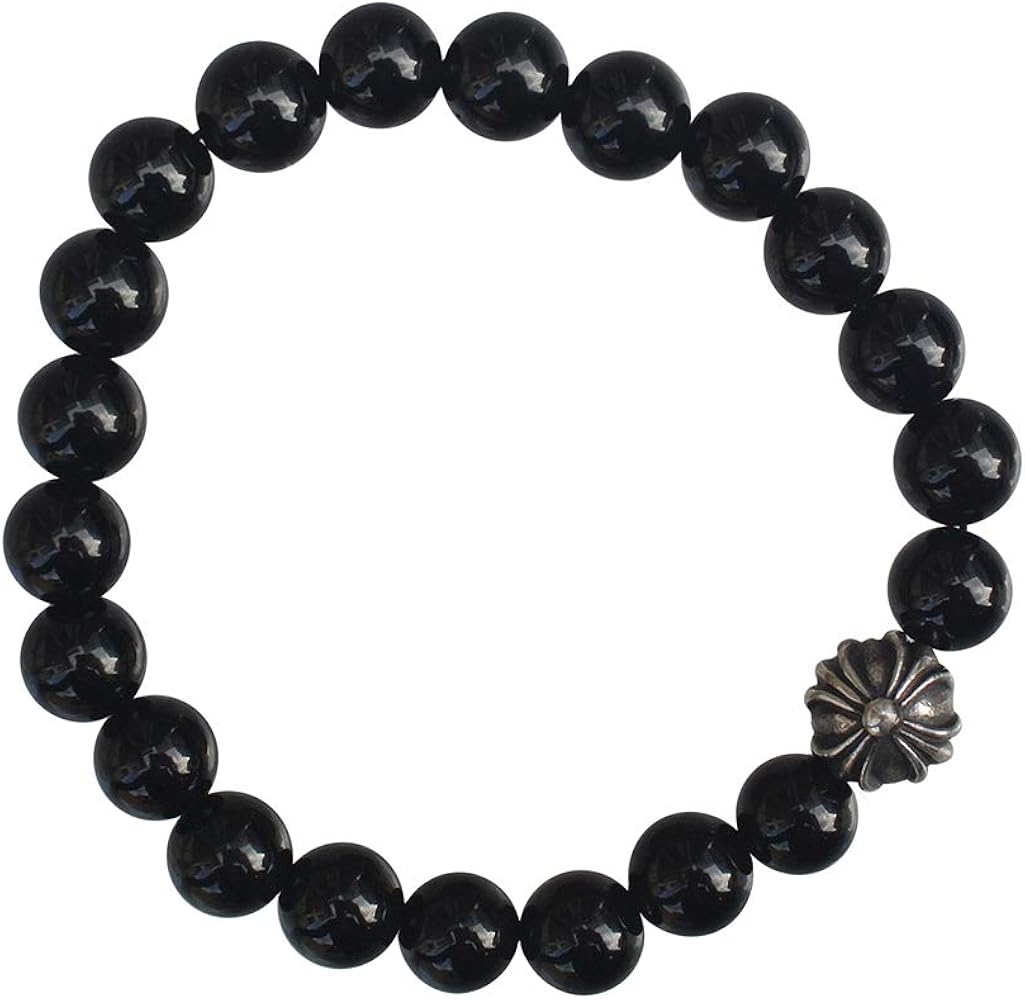 Chrome Hearts Black Breaded Brancelet In Silver