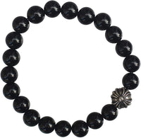 Chrome Hearts Black Breaded Brancelet In Silver