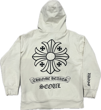 Chrome Hearts Seoul Cross Logo Zip Up Hoodie White