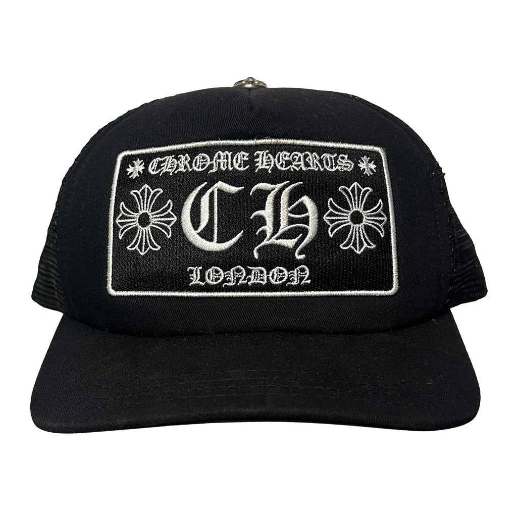 Chrome Hearts CH London Trucker Cap Black White