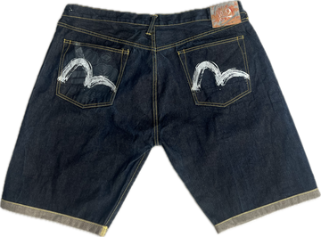 Evisu Big Logo Pocket Flowers Shorts Denim