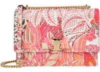 Salvatore Ferragamo Vara Floral-Print Leather Shoulder Bag Pink