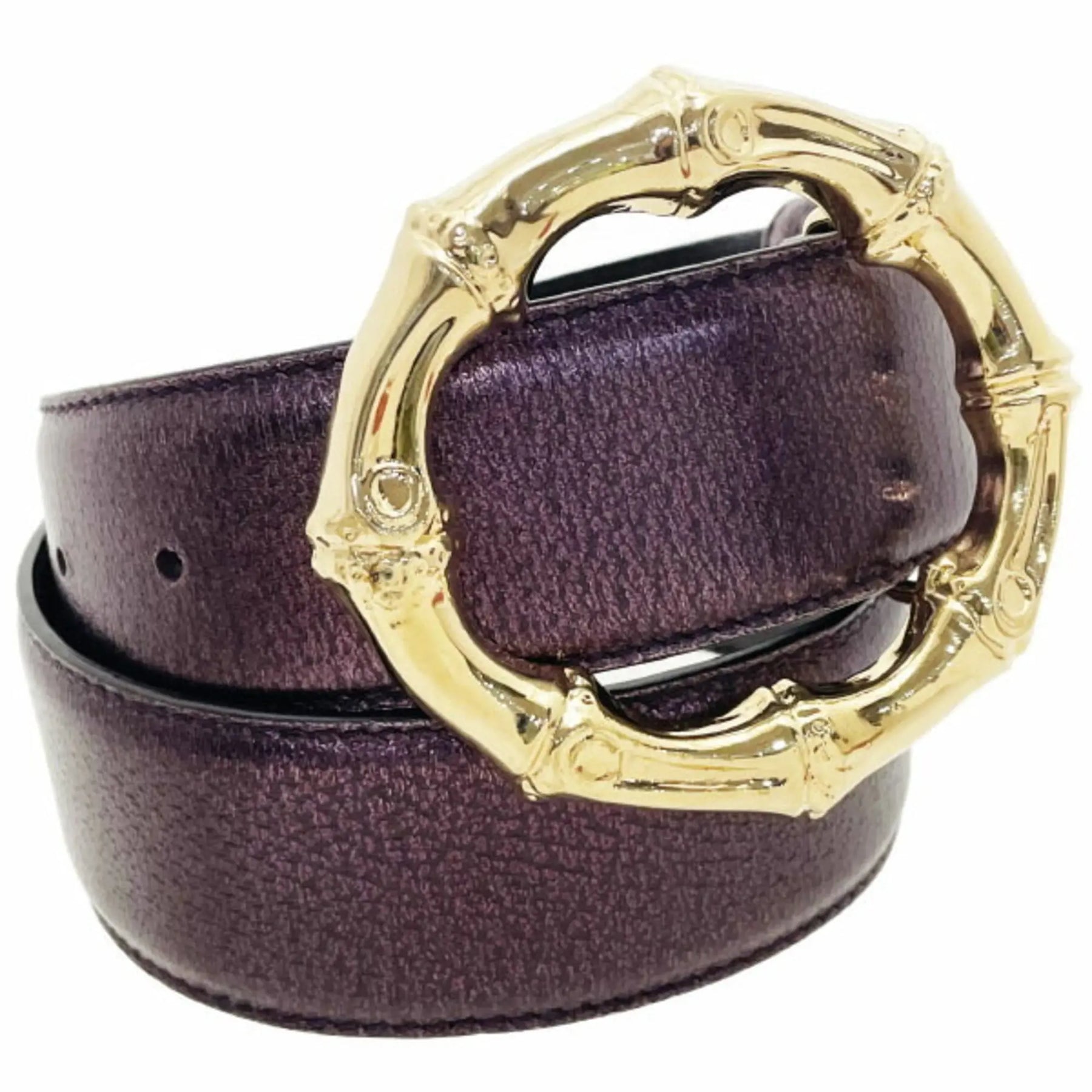 Gucci Tom Ford Bamboo Leather Belt Metalic Purple