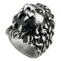 Gucci Lion Head King With Crystal Ring Silver