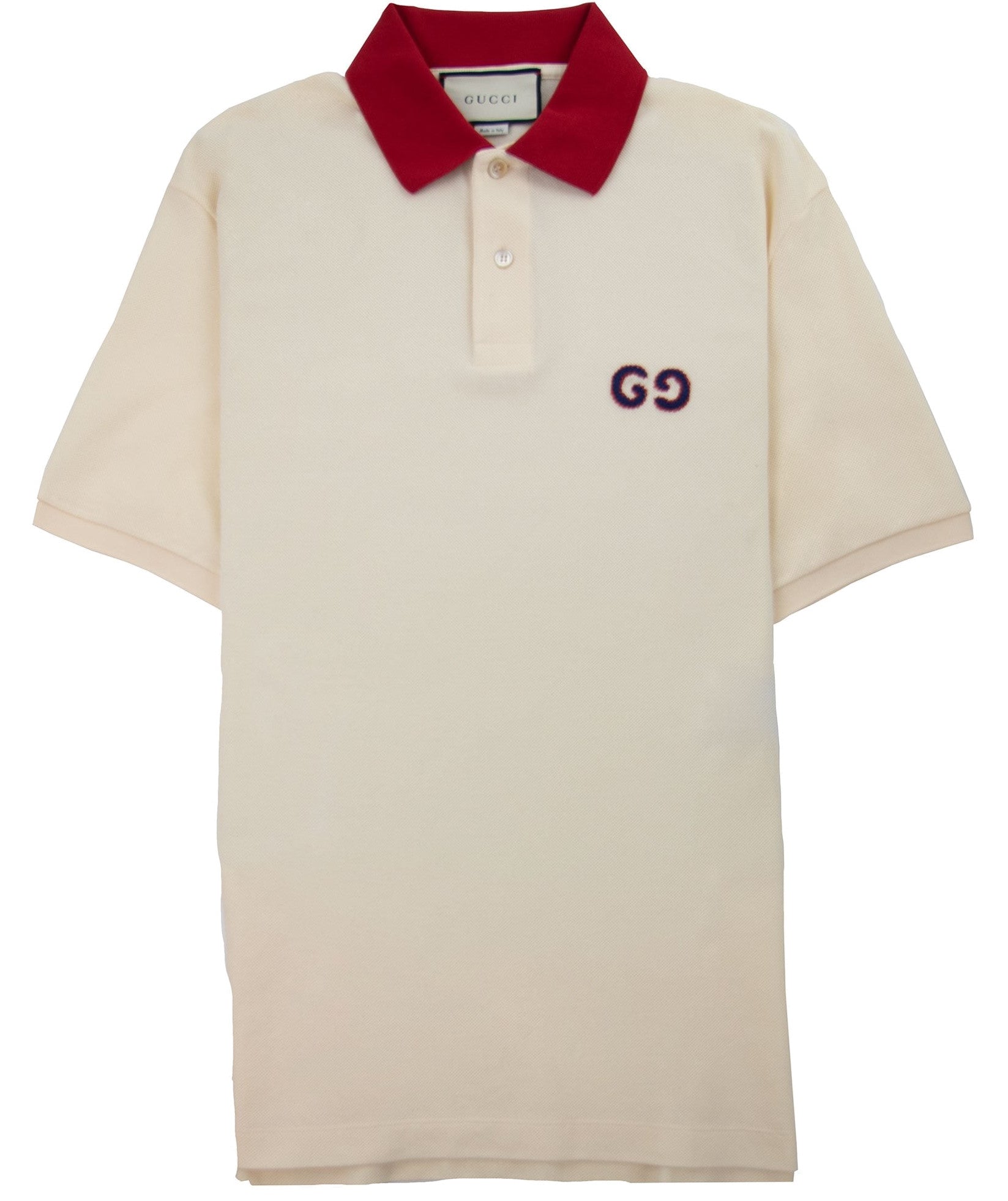 Gucci GG Logo Embroidered Polo Cream