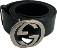 Gucci Interlocking GG Leather Belt Black