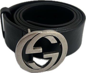 Gucci Interlocking GG Leather Belt Black