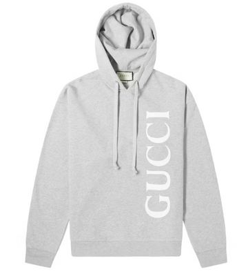 Gucci Large Gucci Logo Popover Hoodie Grey