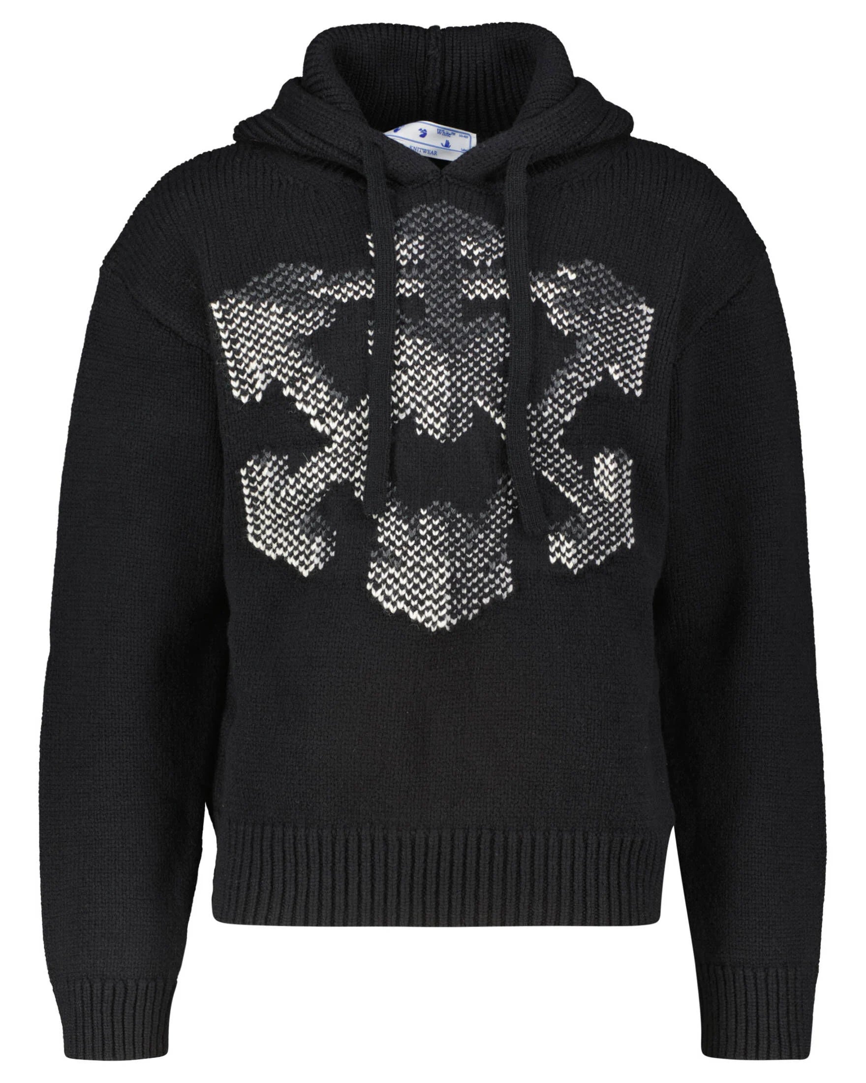 Off White 3D Arrow Chunky Knit Hooded Sweater