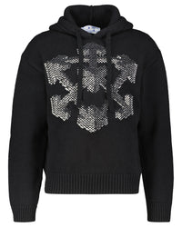 Off White 3D Arrow Chunky Knit Hooded Sweater