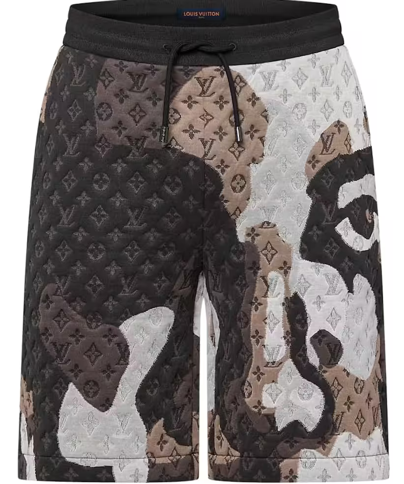 Louis Vuitton Monogram Jacquard Cotton Jersey Shorts Dark Grey