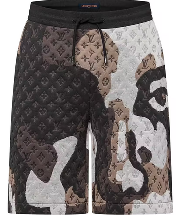 Louis Vuitton Monogram Jacquard Cotton Jersey Shorts Dark Grey