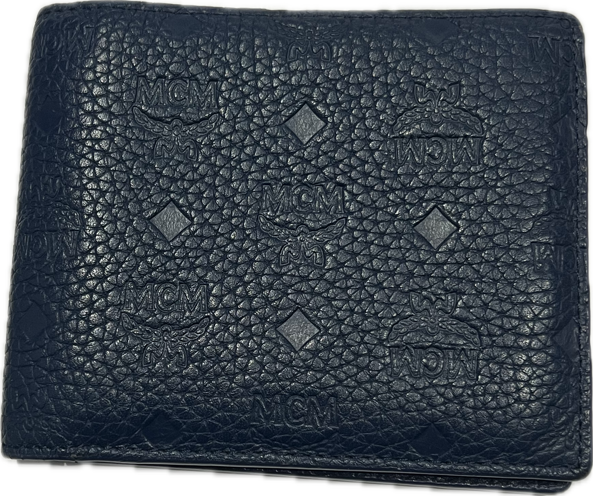 MCM Monogram Bifold Wallet Navy