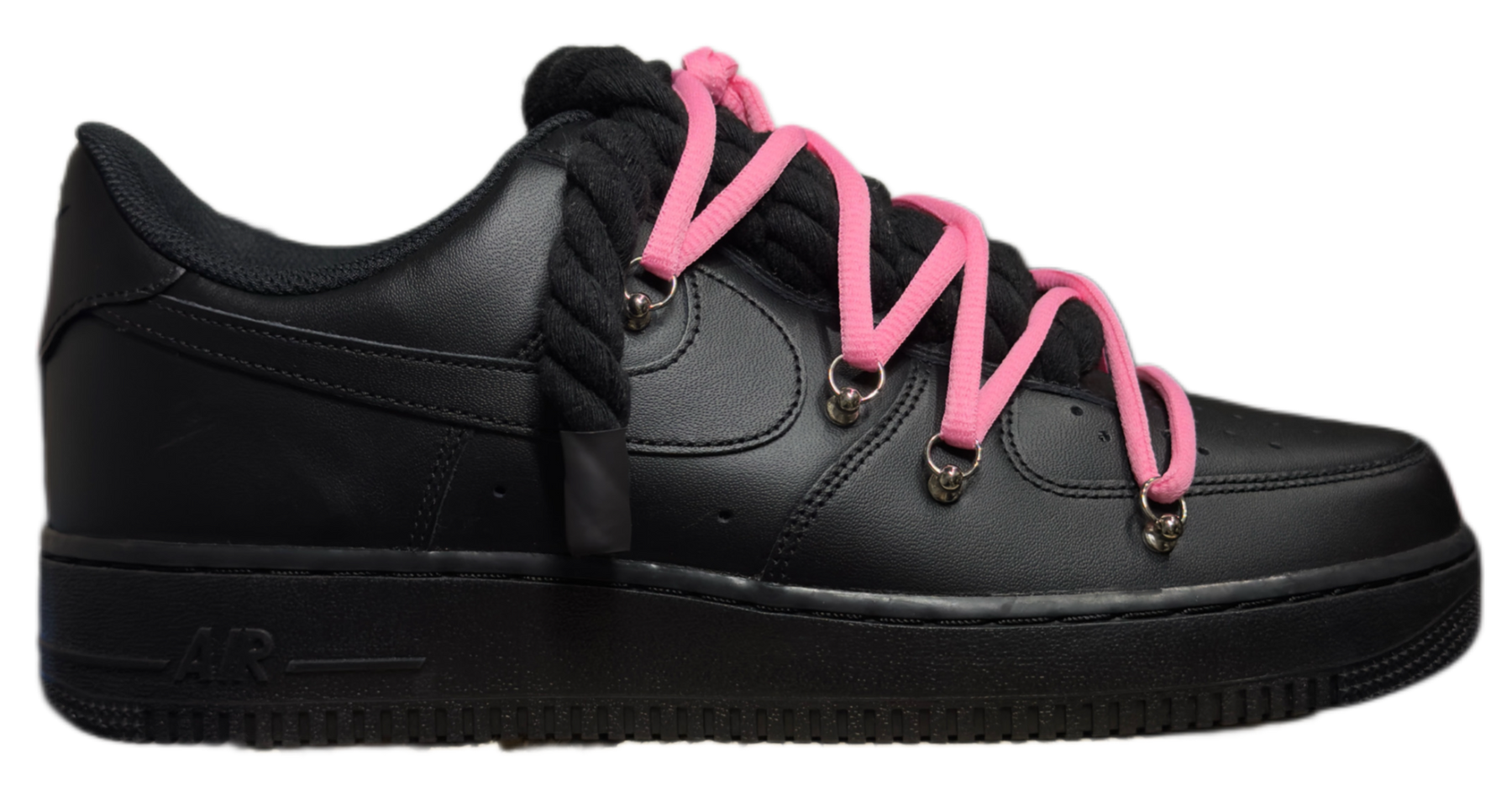 Nike Air Force 1 Low Rope Black & "Off White Pink Laces"