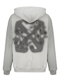 Off White Graphic Print Hoodie Grey