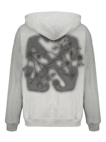 Off White Graphic Print Hoodie Grey