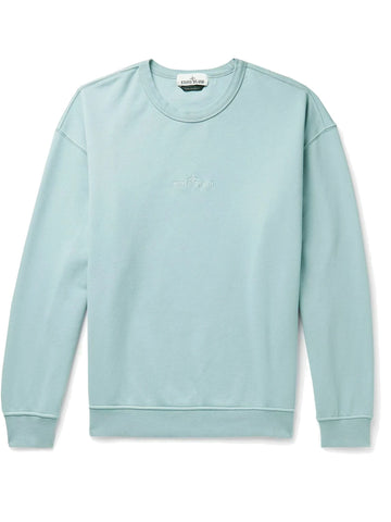 Stone Island Logo Embroidered Crewneck Baby Blue