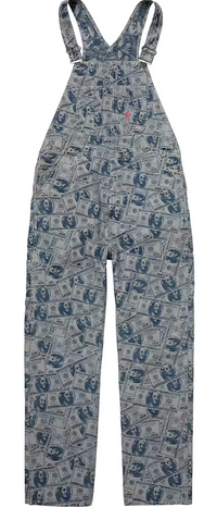 Supreme 100 Dollar Bill Overalls Blue