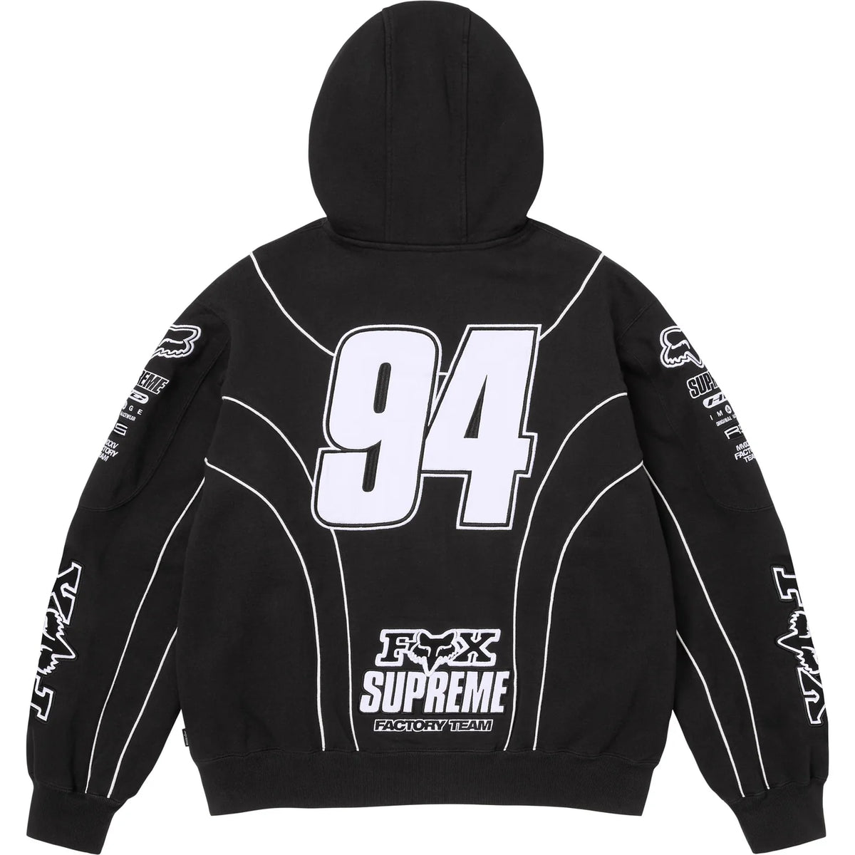 Supreme x Fox Racing Zip Up Hooded Sweatshirt Black/White
