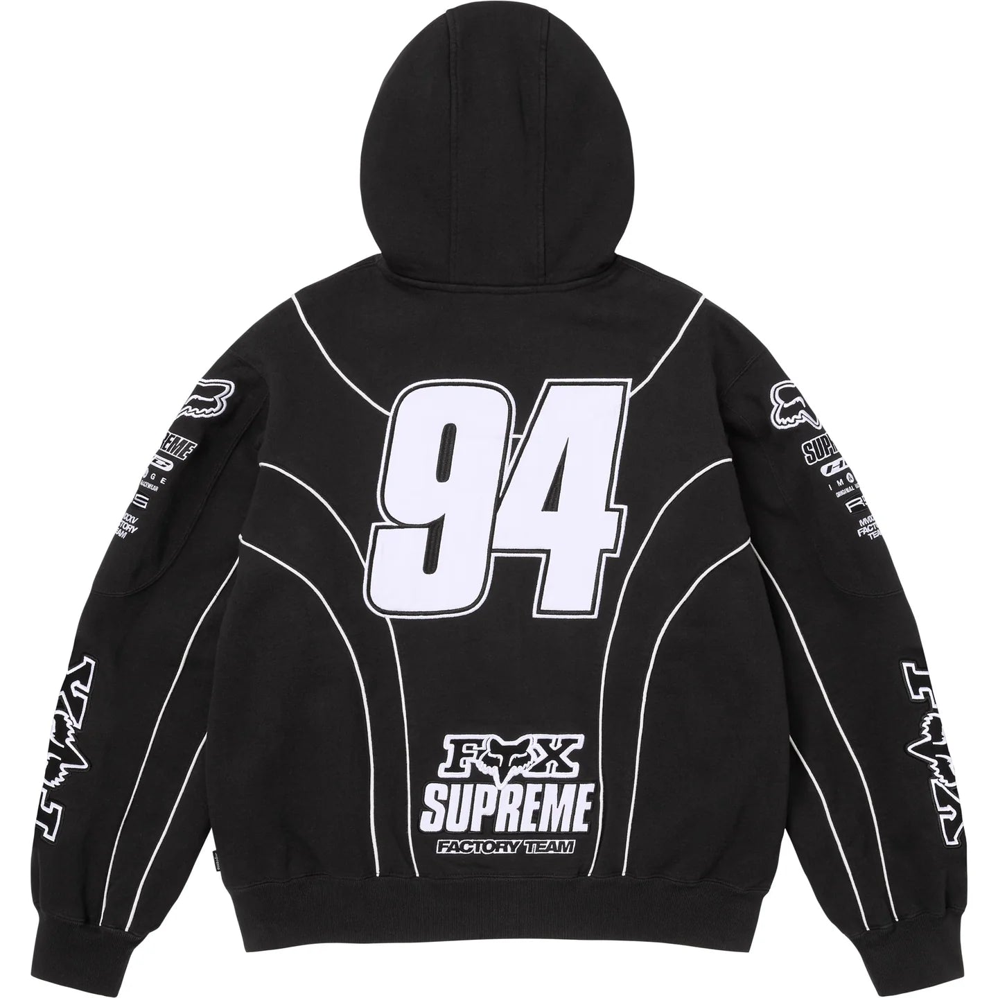 Supreme x Fox Racing Zip Up Hooded Sweatshirt Black/White