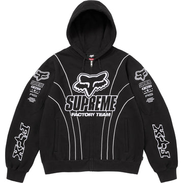 Supreme x Fox Racing Zip Up Hooded Sweatshirt Black/White