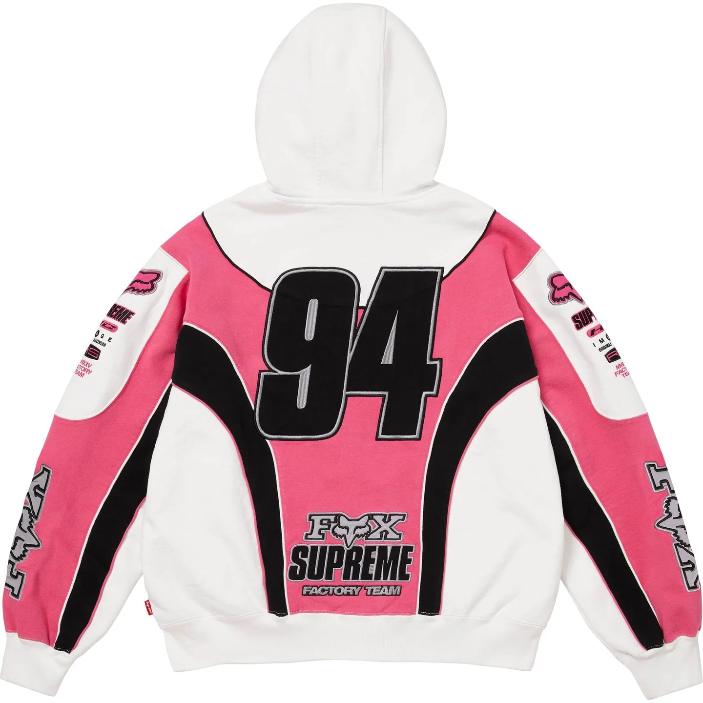 Supreme x Fox Racing Zip Up Hooded Sweatshirt White/Pink
