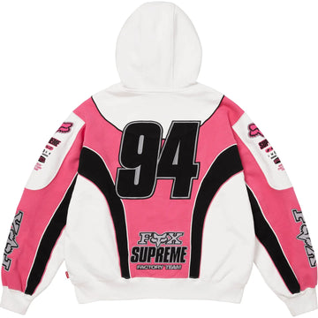 Supreme x Fox Racing Zip Up Hooded Sweatshirt White/Pink