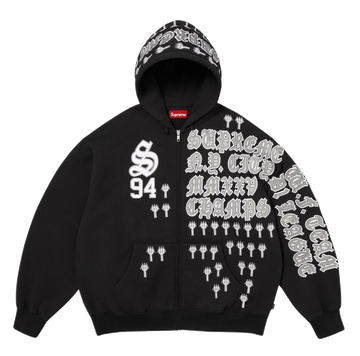 Supreme League Champs Zip Up Hooded Sweatshirt Black