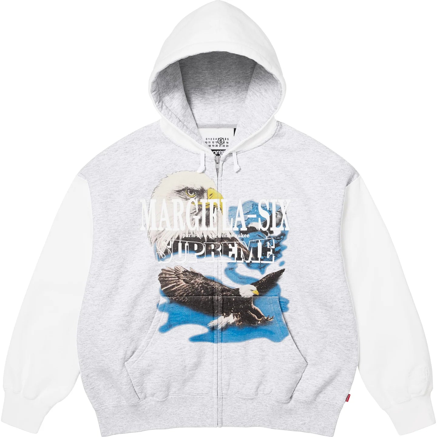 Supreme MM6 Maison Margiela Eagle Zip Up Hooded Sweatshirt Ash Grey