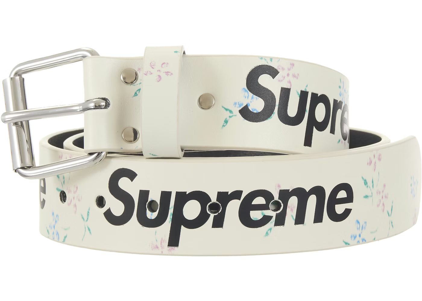 Supreme Repeat Leather Belt FW25 White