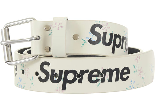 Supreme Repeat Leather Belt FW25 White