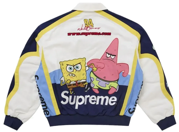 Supreme SpongeBob SquarePants Jeff Hamilton Racing Jacket White