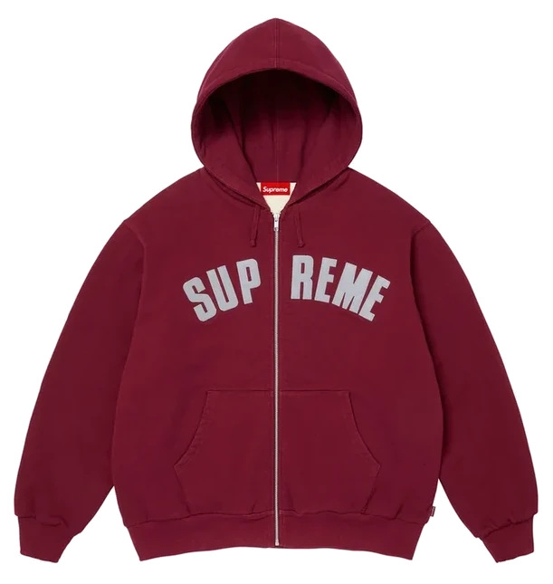 Supreme Arc Thermal Lined Zip Up Hooded Sweatshirt Cardinal