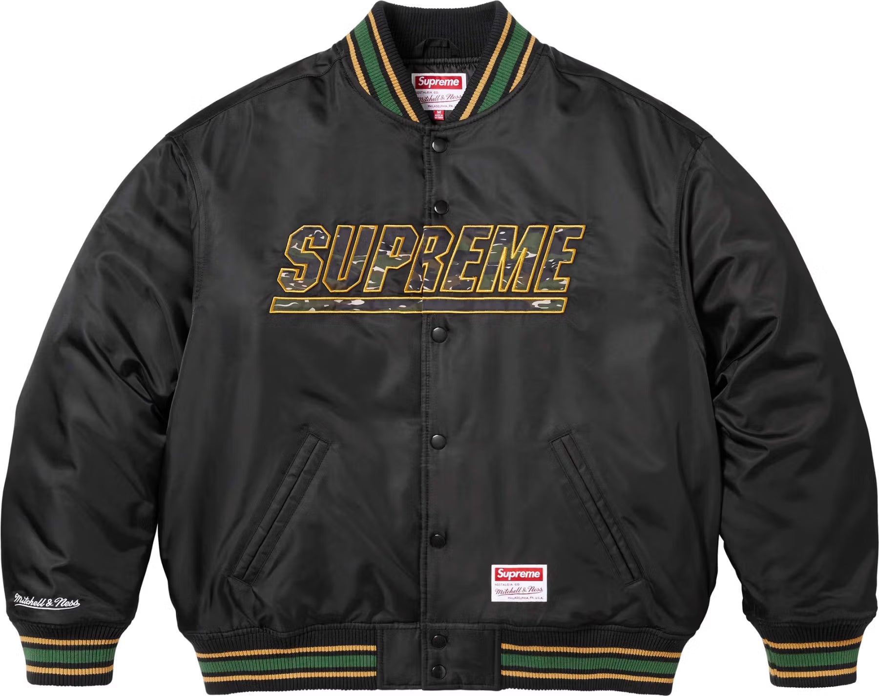 Supreme Mitchell & Ness Camo Logo Varsity Jacket
