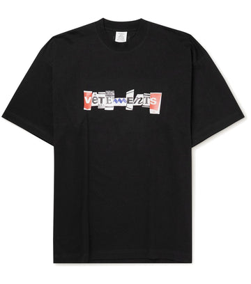 Vetements Oversized Logo Print Tee Black