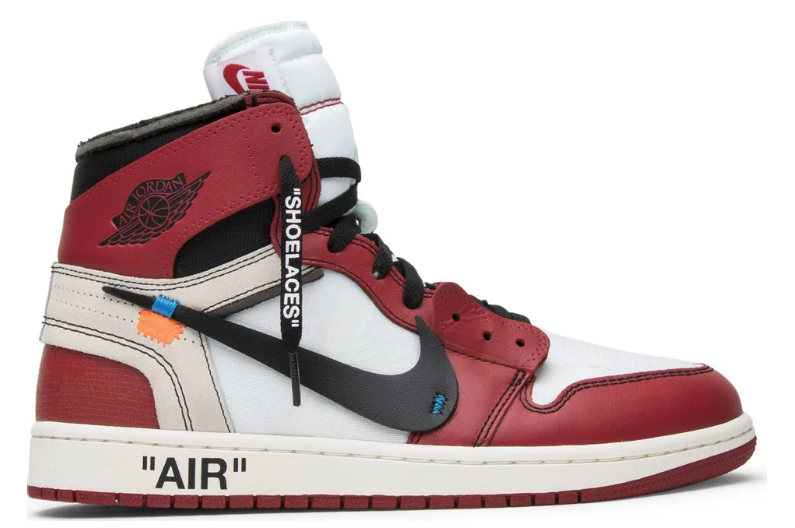 czerwone białe czarne air shoelaces wysokie buty air jordan 1 high off white chicago w kolaboracji z virgil abloh off white