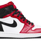 czarne czerwone białe chromowane błyszczące skóra węża wysokie air jordan 1 high satin snake chicago