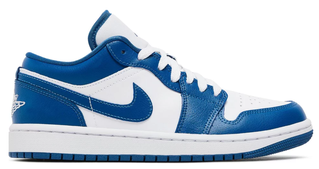 niebieskie białe niskie buty air jordan 1 low marina blue