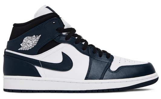 granatowe białe czarne średnie buty air jordan 1 mid armor navy