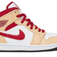 beżowe czerwone białe czarne średnie buty air jordan 1 mid cardinal red light curry cardinal