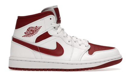 białe czerwone średnie buty air jordan 1 mid reverse chicago w damskie