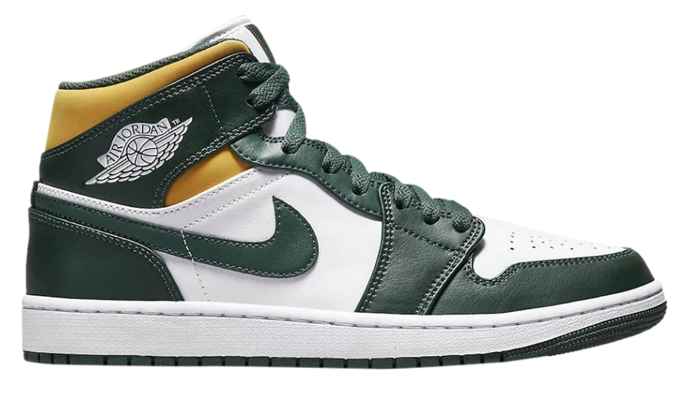 zielone żółte białe średnie buty air jordan 1 mid sonics