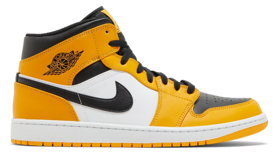 żółte czarne białe średnie buty air jordan 1 mid taxi