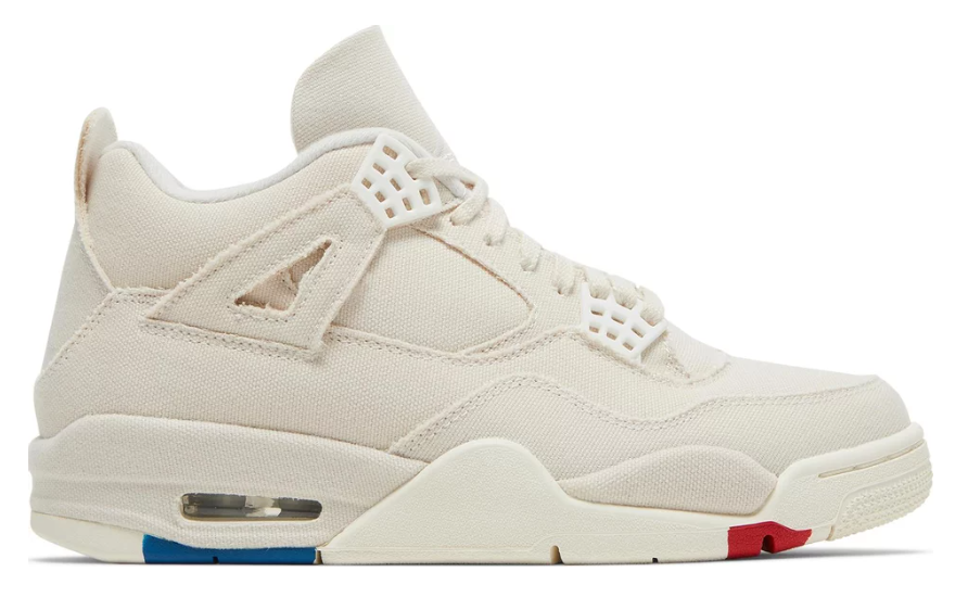 kremowe beżowe niebieskie czerwone buty air jordan 4 blank canvas