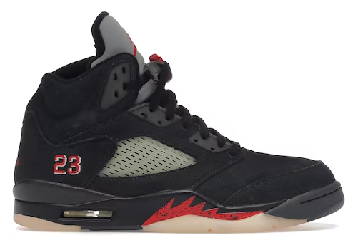 czerwone czarne zamszowe buty air jordan 5 gore tex off noir damskie