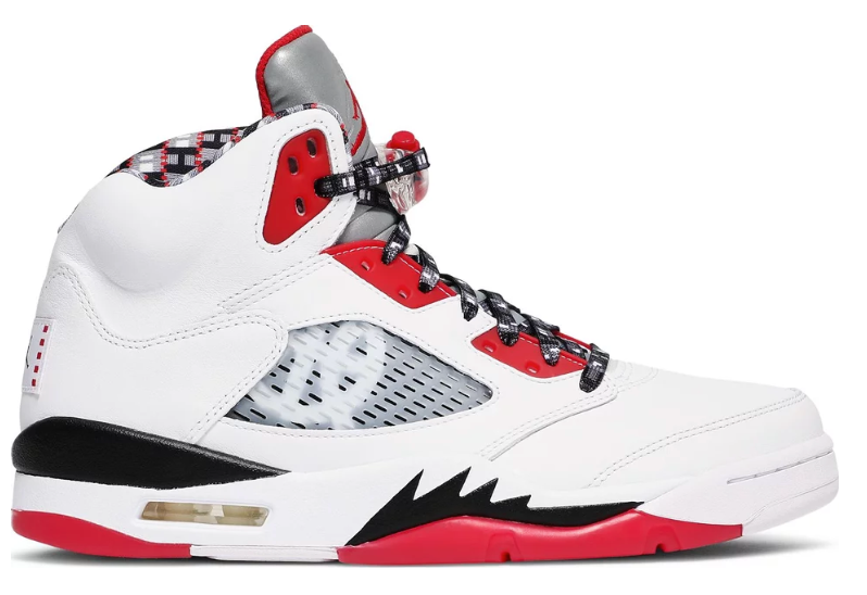 czerwone czarne białe buty air jordan 5 quai 54 w kolaboracji z quai 54