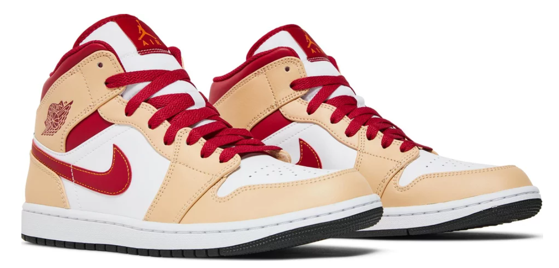 Air Jordan 1 Mid Cardinal Red/Light Curry Cardinal
