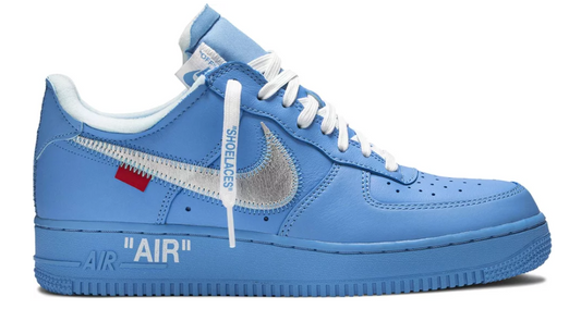 niebieskie białe srebrne baby blue buty nike air force 1 low of white mca w kolaboracji z virgil abloh